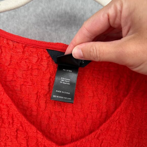 Ali Miles Womens Gauze Tunic Top Size S Burnt Orange Art to Wear Roll Tab Button - Picture 6 of 11